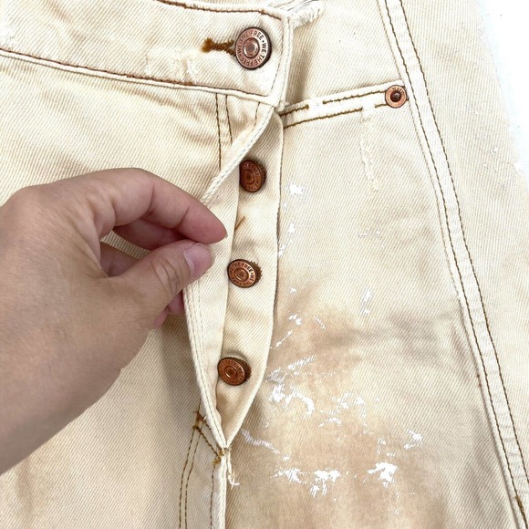 Free People We The Free Women's Destroyed Denim Wrap Skirt Cream Beige Size US26 - Picture 3 of 10